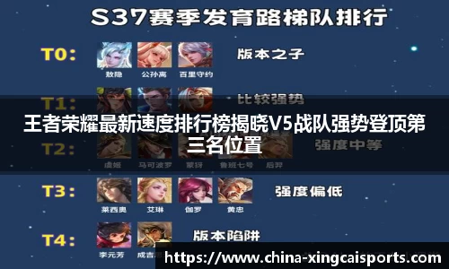 王者荣耀最新速度排行榜揭晓V5战队强势登顶第三名位置